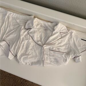White Pajama Set with Gray Trim